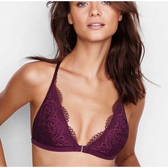 Victoria's Secret Other - Victoria’s Secret Lace Bralette Size L Large Purple